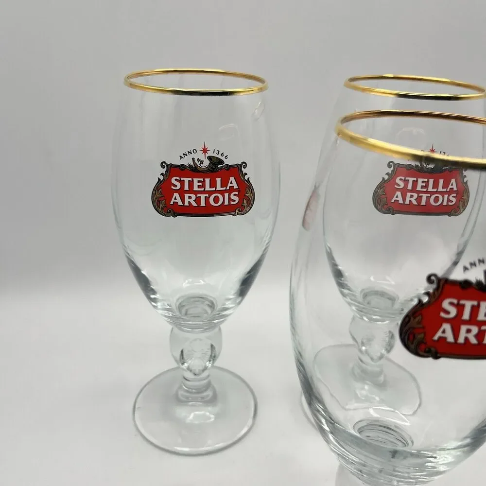14 oz Stella Artois Belgium crystal mug beer glass 40 cl Lot of 3